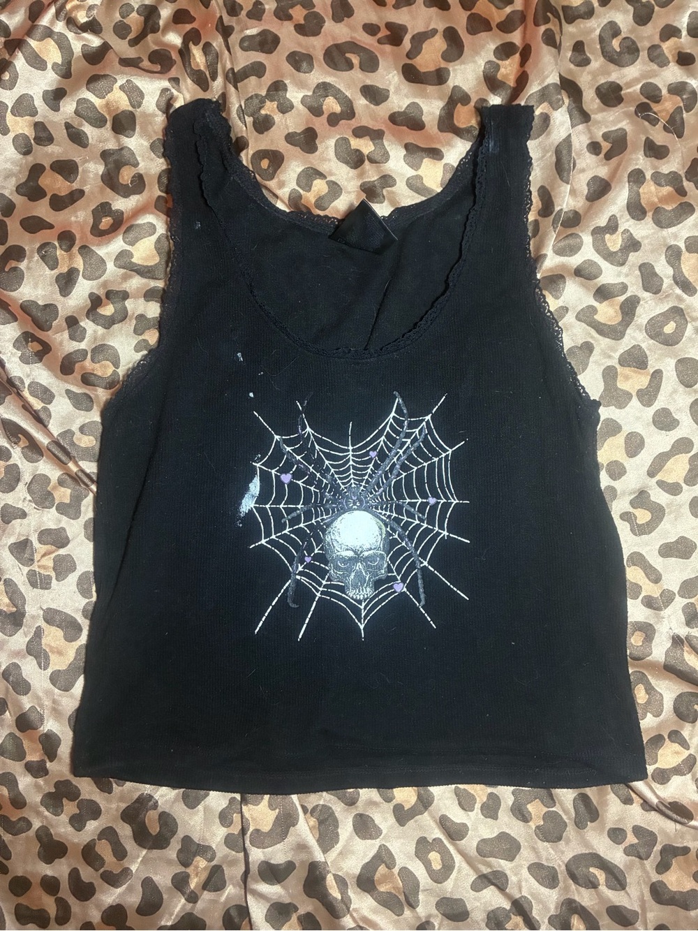 ⭒ black cropped skull heart tank top